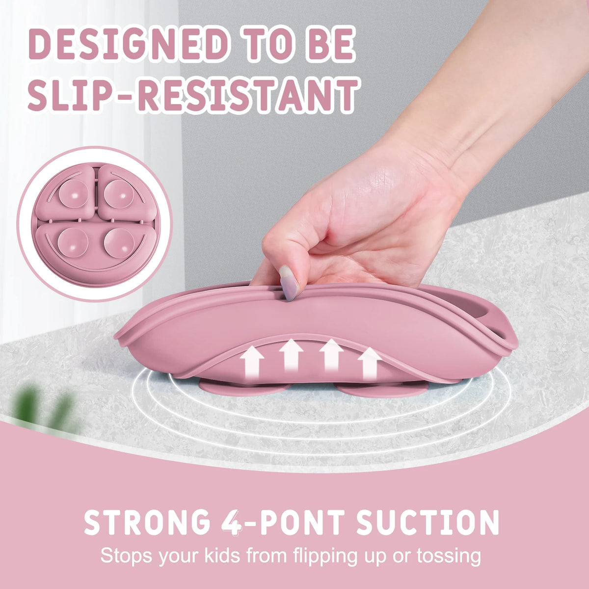 Silicone Baby Tableware Set with Wooden Utensils