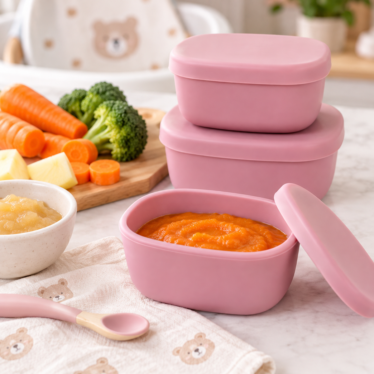 Baby Weaning Food Storage Containers with Lids – Set of 2, BPA-Free