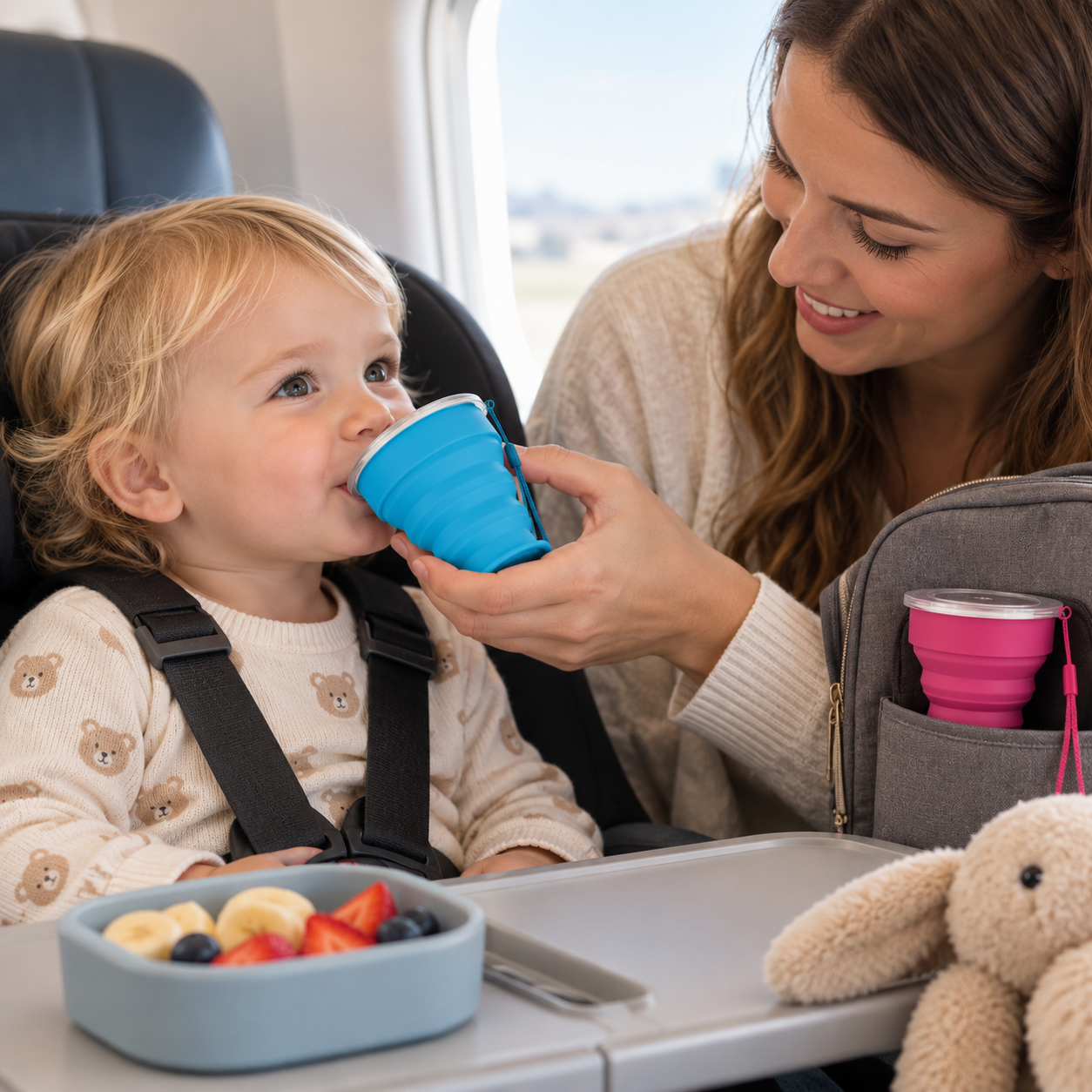 Portable Folding Silicone Cup with Lid – 200ml, BPA-Free Travel Cup