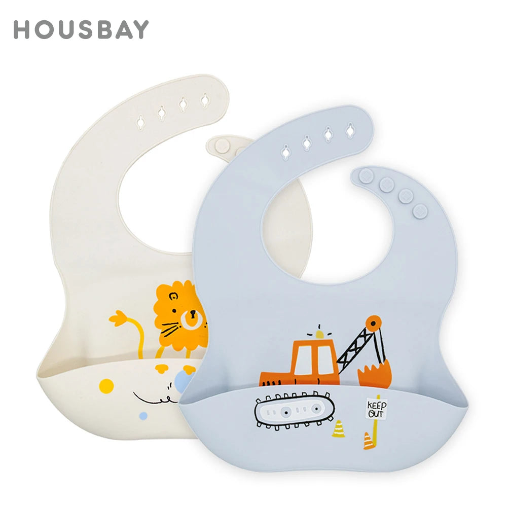 GABYSTEE™ Soft Silicone Baby Bib – Novelty Cartoon Prints, Waterproof & Adjustable