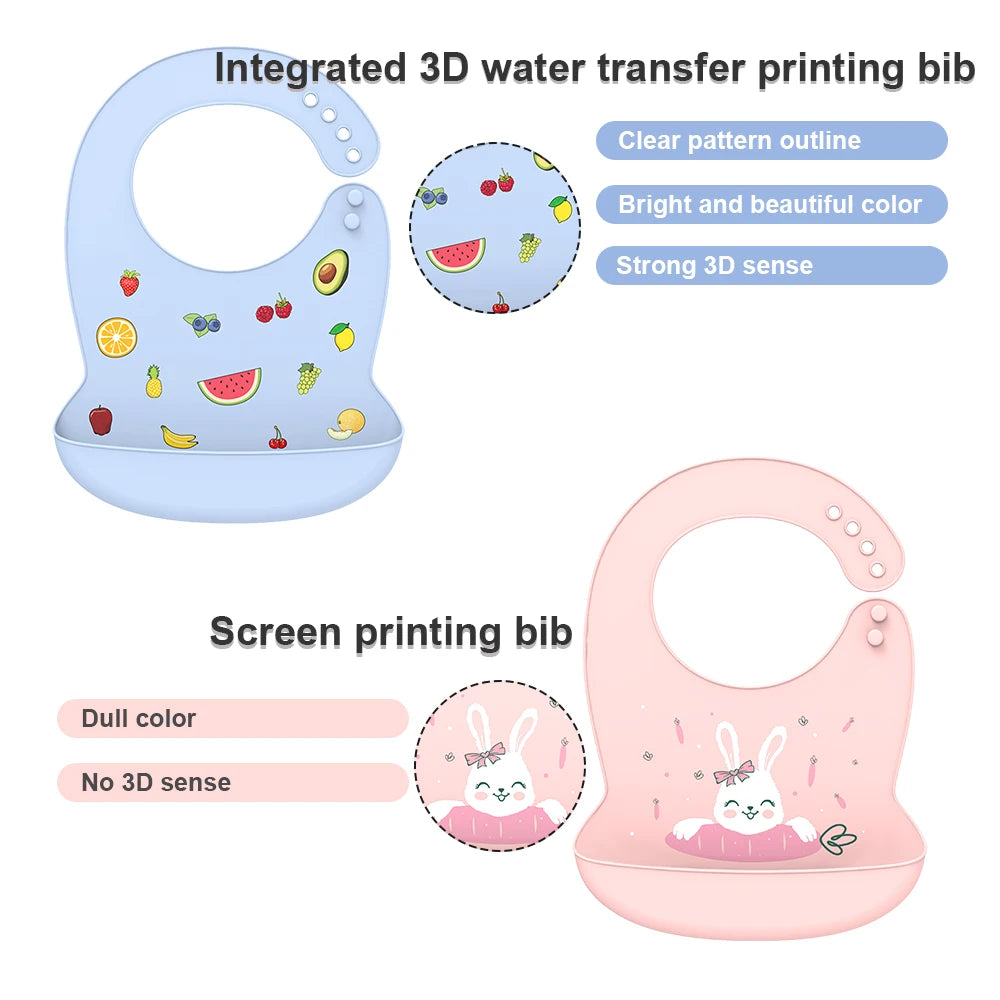 GABYSTEE™ Silicone Baby Bib – Waterproof Cartoon Designs, BPA-Free & Adjustable