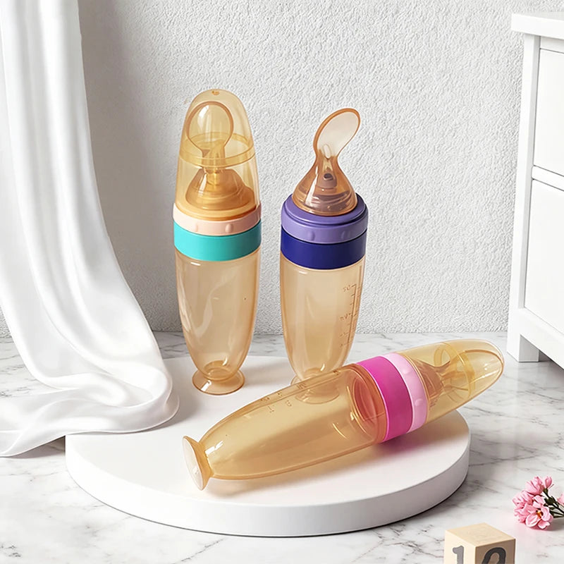 GABYSTEE™ Anti-Drop Squeeze Feeding Spoon with Suction Cup – Baby Puree Feeder