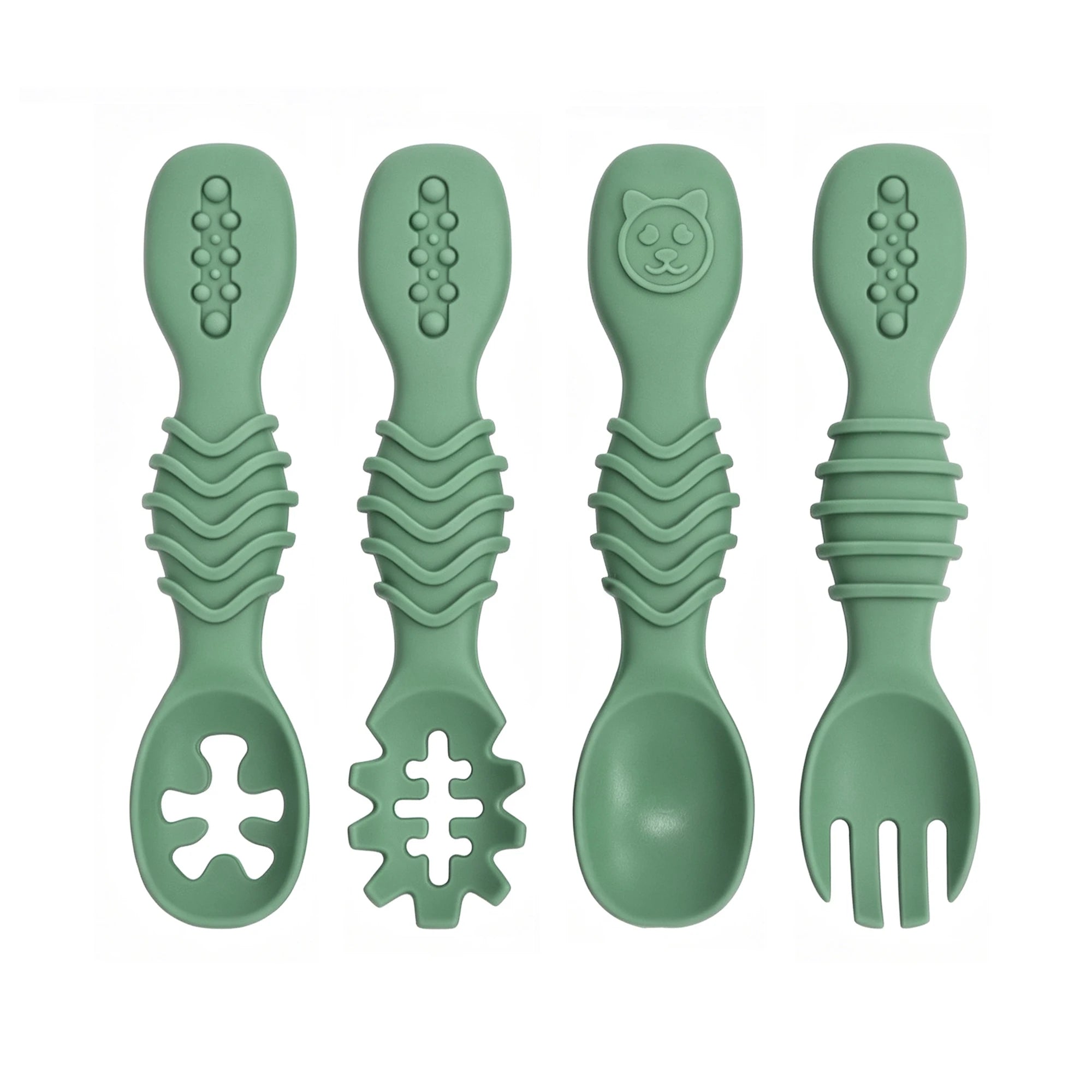GABYSTEE™ 4-Piece Silicone Baby Spoon & Fork Set – Soft, Microwave & Dishwasher Safe