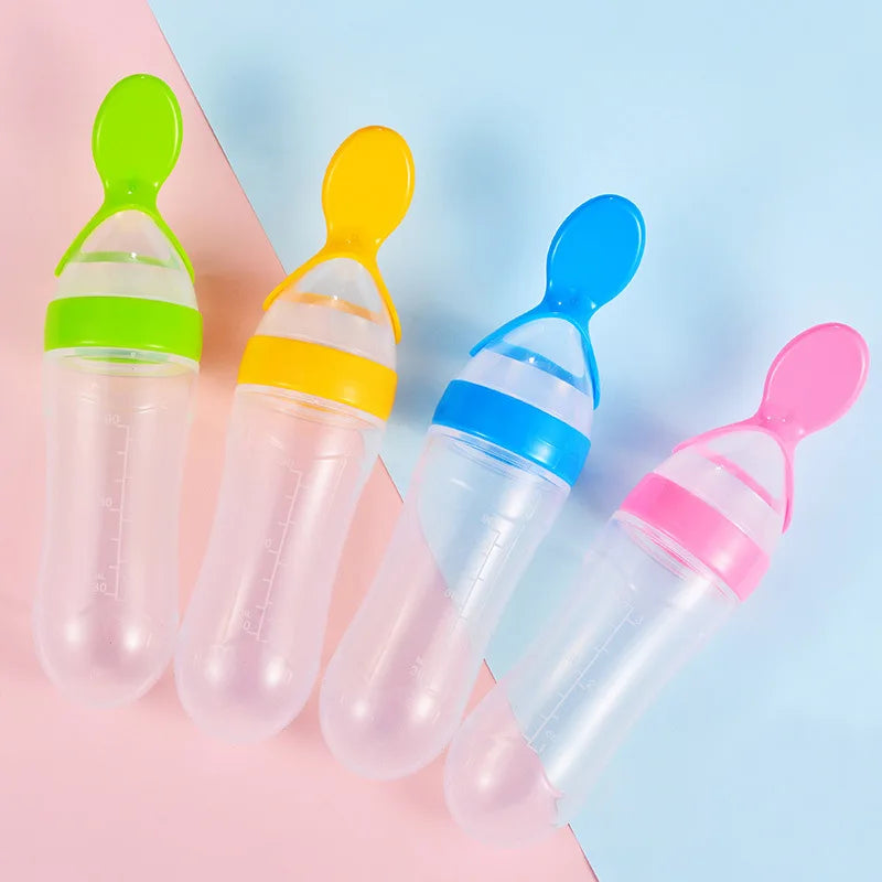GABYSTEE™ Silicone Squeeze Feeding Bottle with Training Spoon