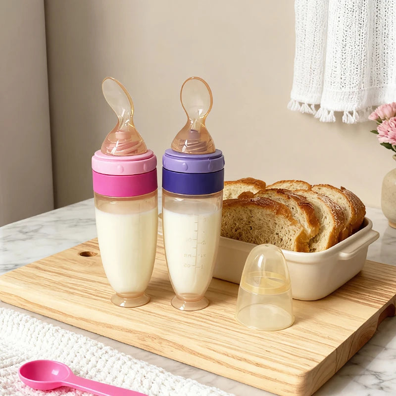GABYSTEE™ Anti-Drop Squeeze Feeding Spoon with Suction Cup – Baby Puree Feeder