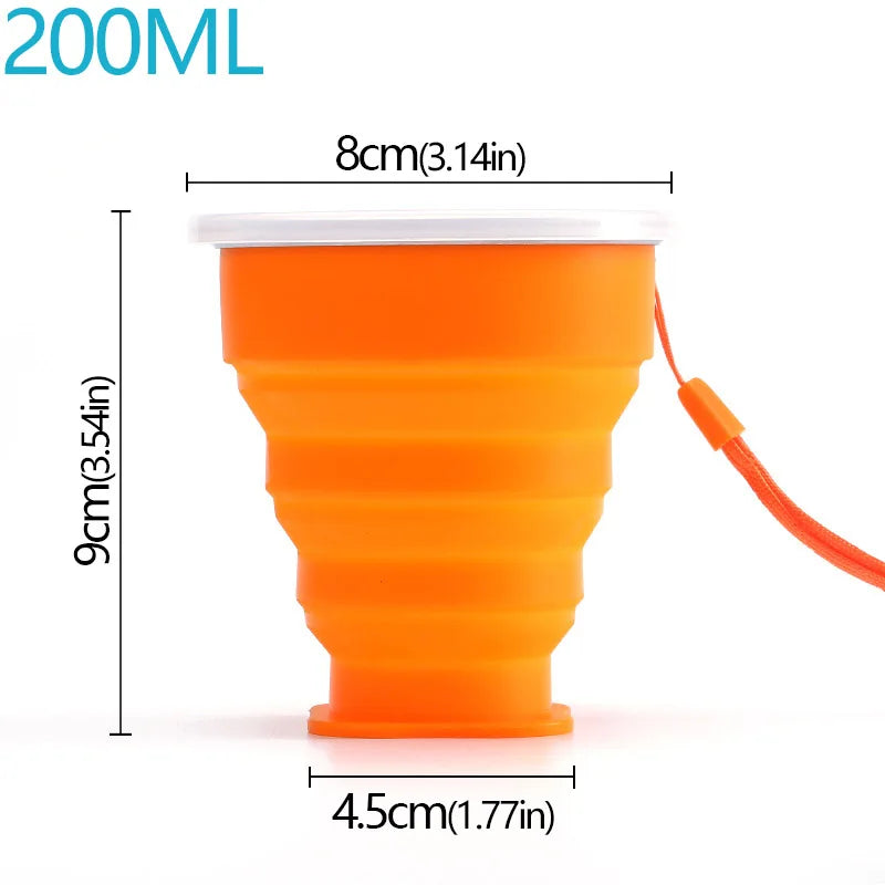 GABYSTEE™ Portable Folding Silicone Cup with Lid – 200ml, BPA-Free Travel Cup