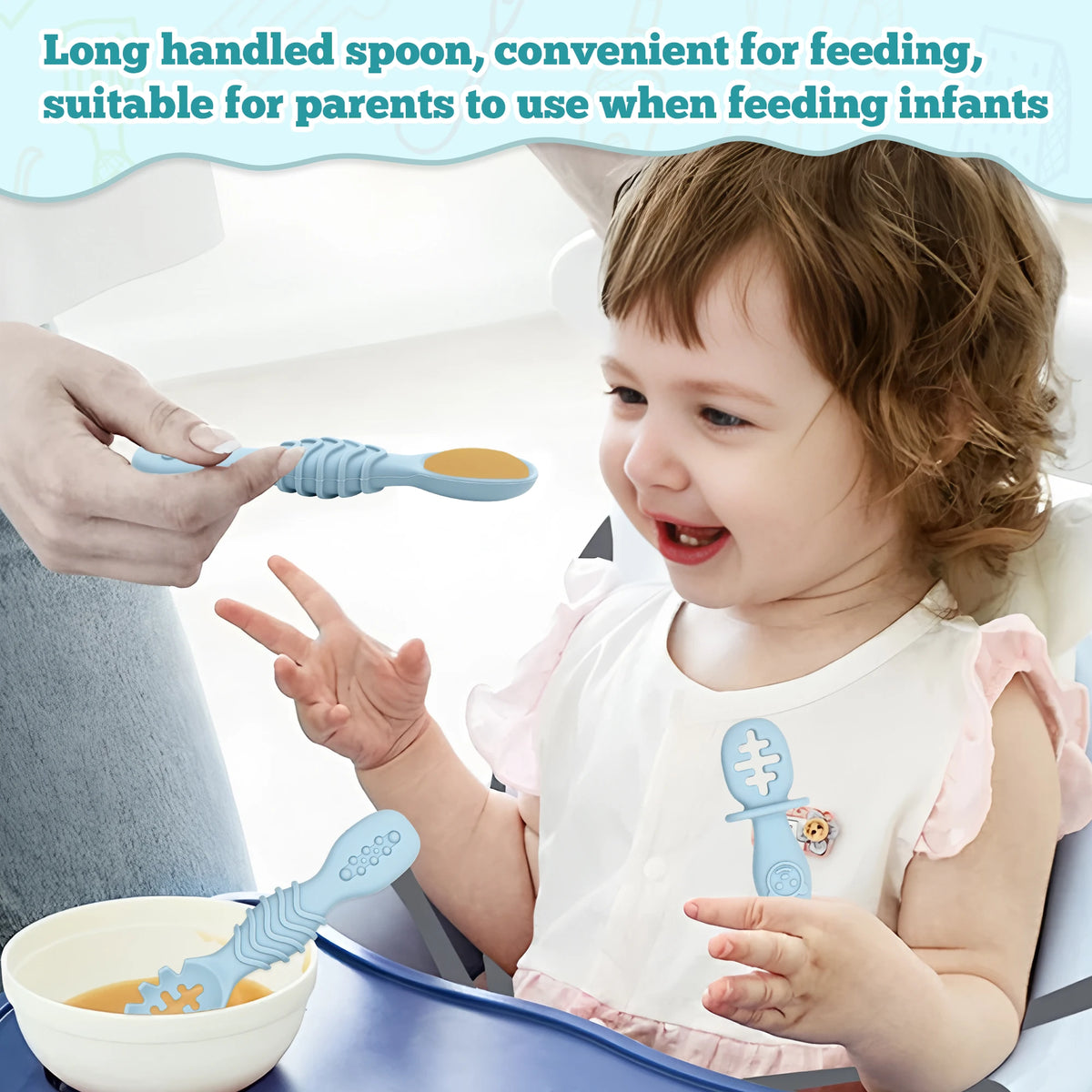 GABYSTEE™ 5-Piece Self-Feeding Silicone Spoon Set with Choking Guard – Baby Weaning