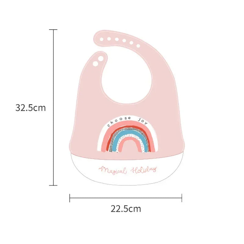 GABYSTEE™ Silicone Baby Bib – Cartoon Animal Prints, Adjustable & Waterproof