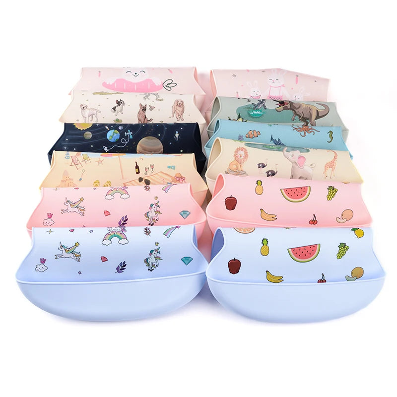 GABYSTEE™ Silicone Baby Bib – Waterproof Cartoon Designs, BPA-Free & Adjustable