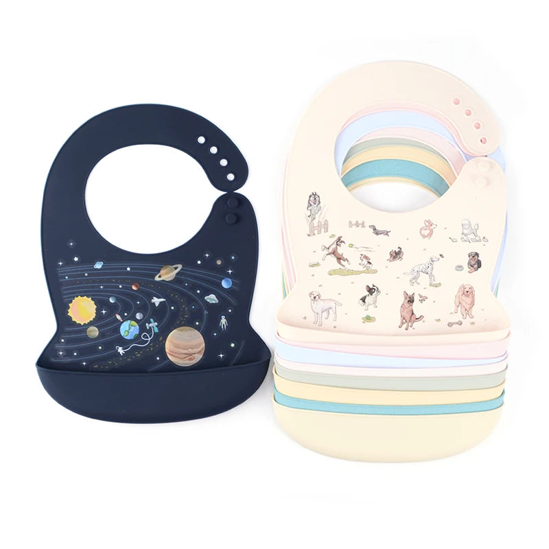 GABYSTEE™ Silicone Baby Bib – Waterproof Cartoon Designs, BPA-Free & Adjustable