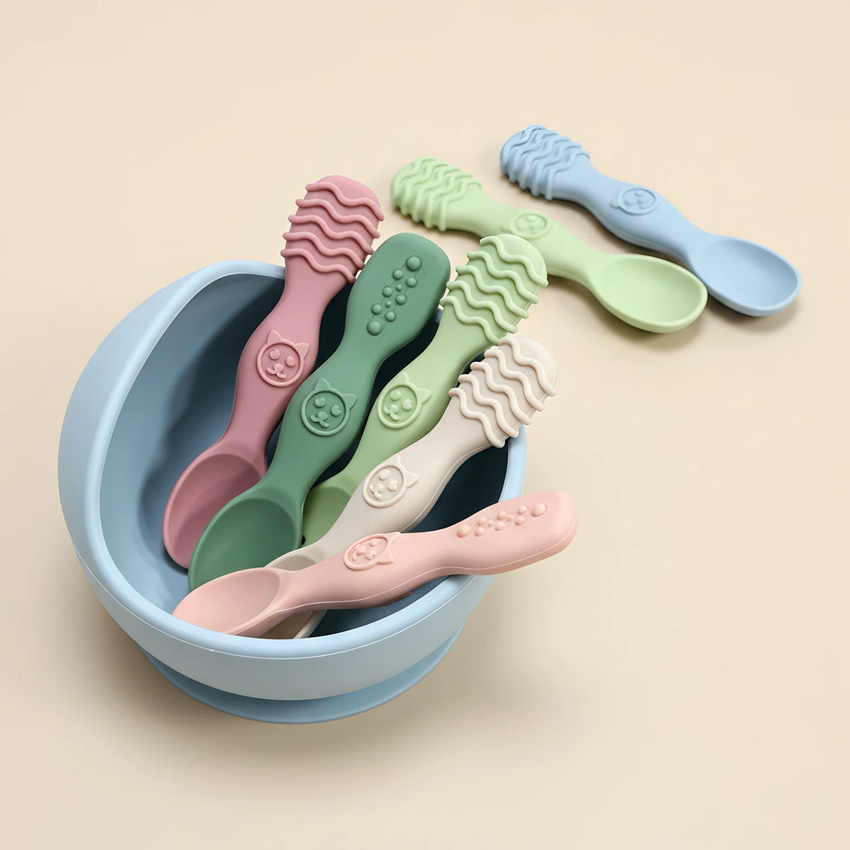 GABYSTEE™ 4-Piece Silicone Baby Spoon & Fork Set – Soft, Microwave & Dishwasher Safe