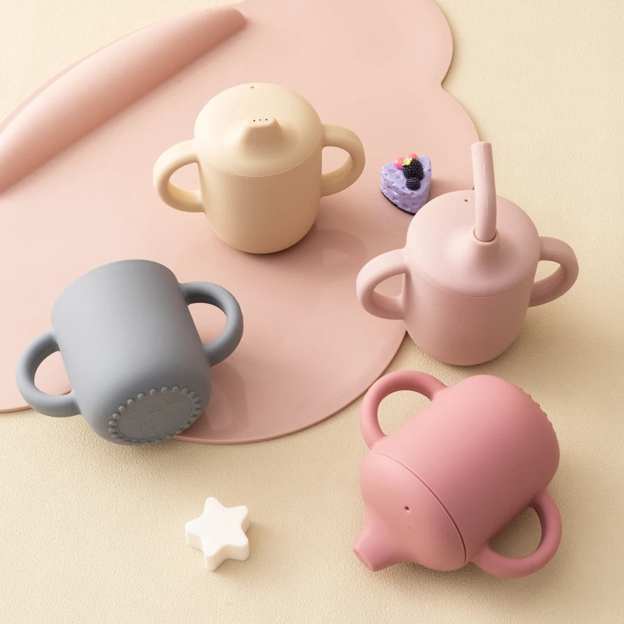 GABYSTEE™ Silicone Baby Sippy Cup with Double Lids – Portable & BPA-Free
