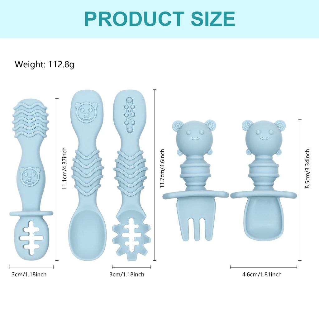 GABYSTEE™ 5-Piece Self-Feeding Silicone Spoon Set with Choking Guard – Baby Weaning
