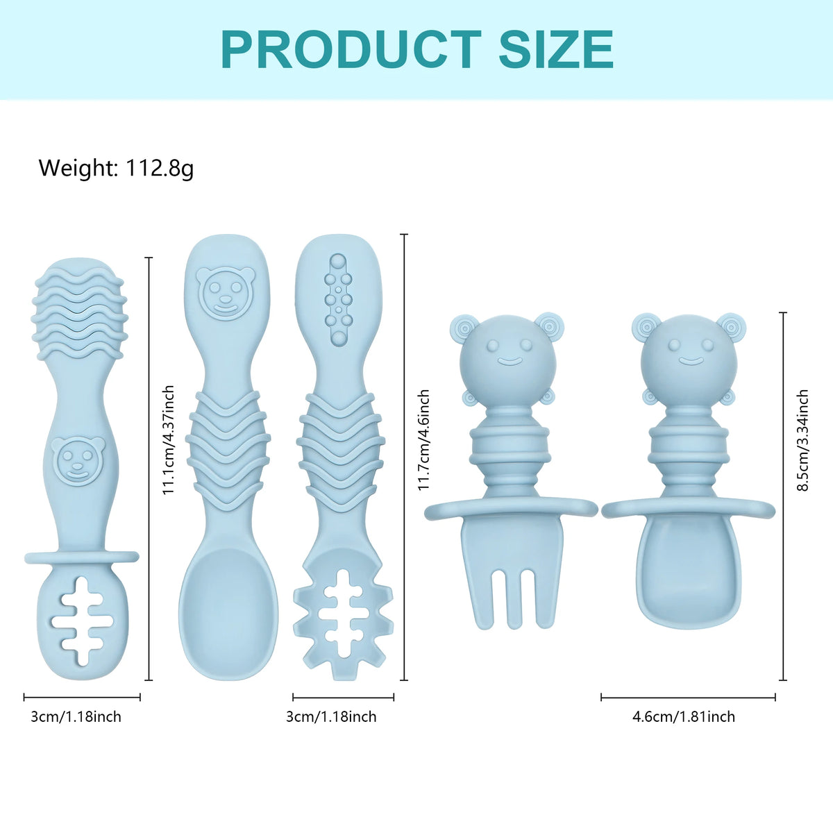 GABYSTEE™ 5-Piece Self-Feeding Silicone Spoon Set with Choking Guard – Baby Weaning