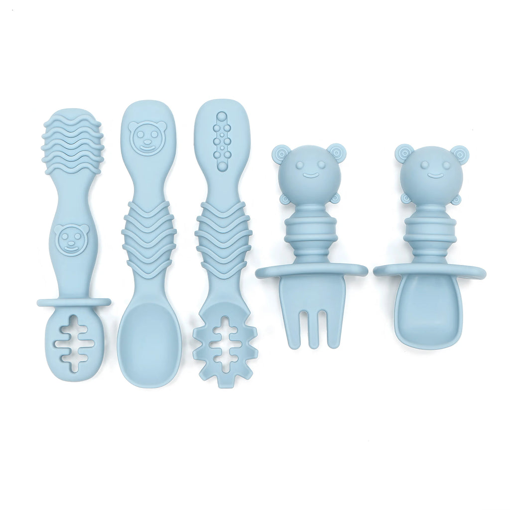 GABYSTEE™ 5-Piece Self-Feeding Silicone Spoon Set with Choking Guard – Baby Weaning