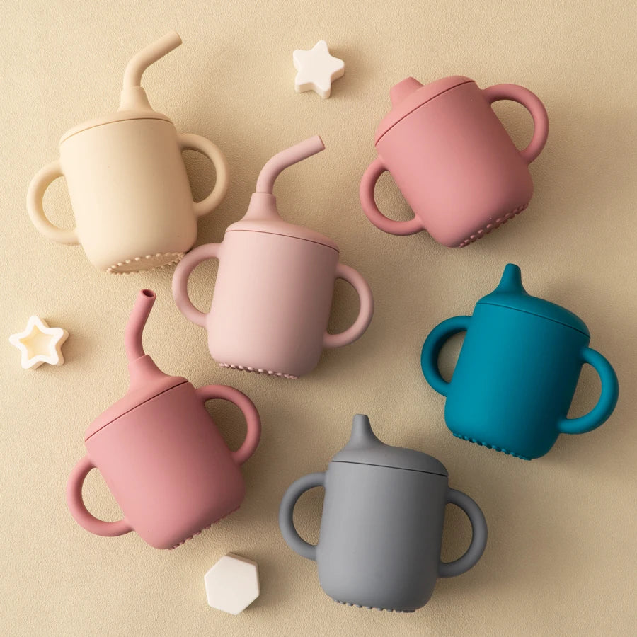 GABYSTEE™ Silicone Baby Sippy Cup with Double Lids – Portable & BPA-Free