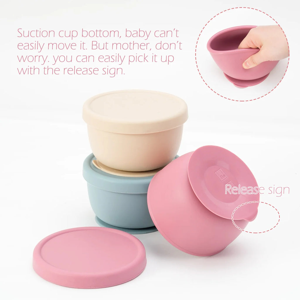 GABYSTEE™ Portable Silicone Baby Suction Bowl with Lid – Food Storage & Feeding
