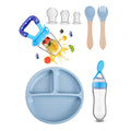 Silicone Baby Tableware Set with Wooden Utensils