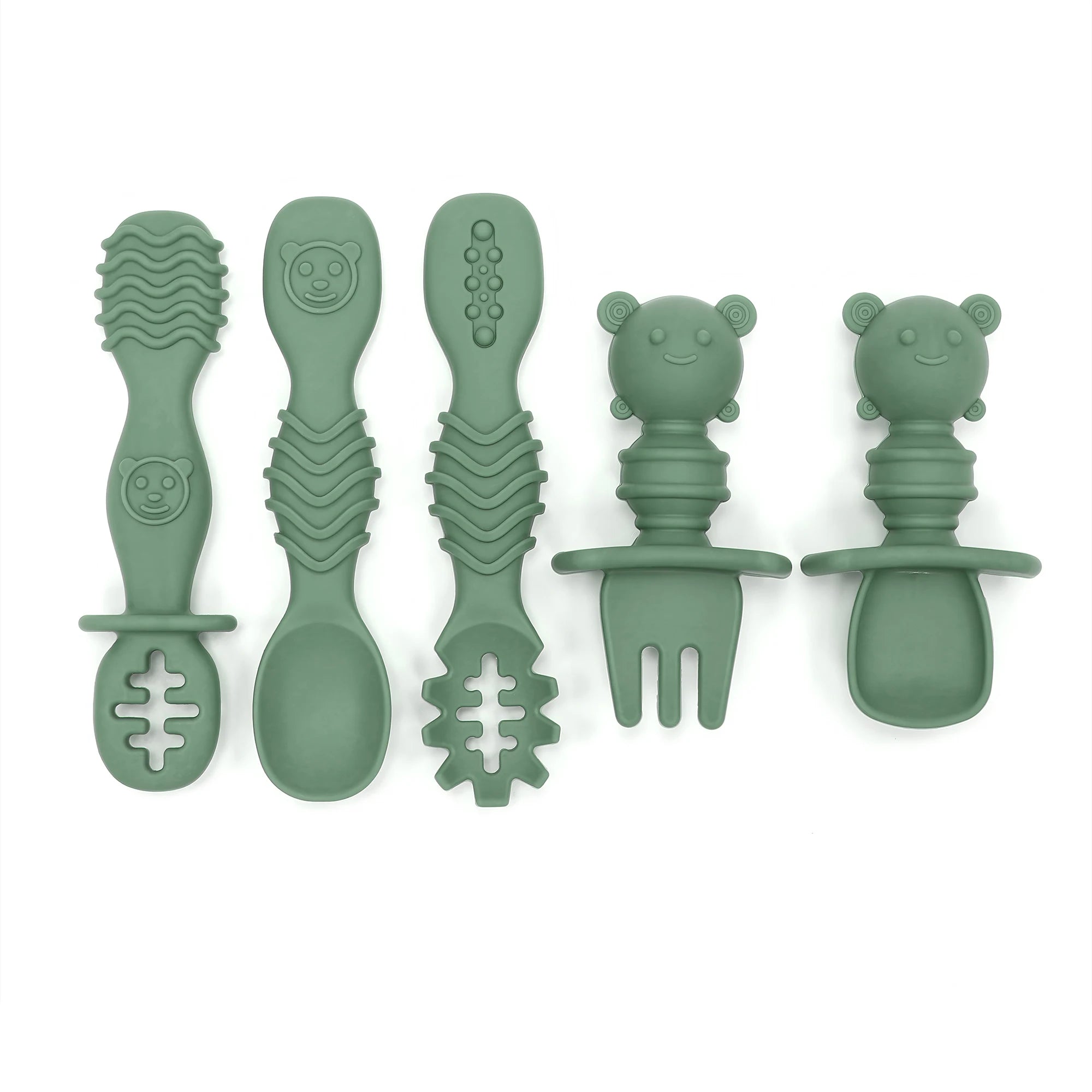 GABYSTEE™ 5-Piece Self-Feeding Silicone Spoon Set with Choking Guard – Baby Weaning