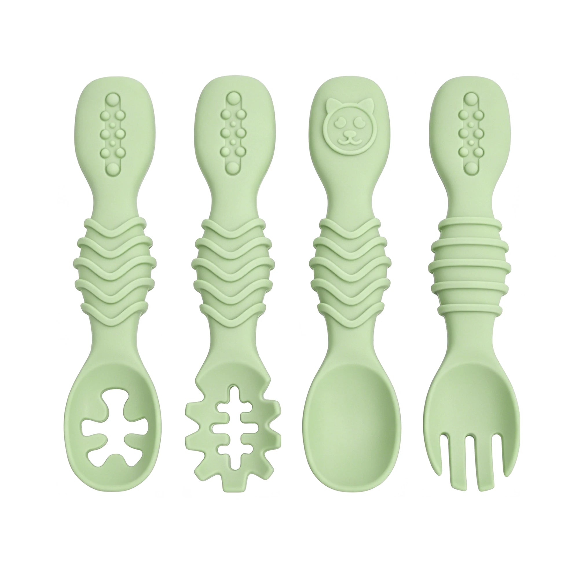 GABYSTEE™ 4-Piece Silicone Baby Spoon & Fork Set – Soft, Microwave & Dishwasher Safe