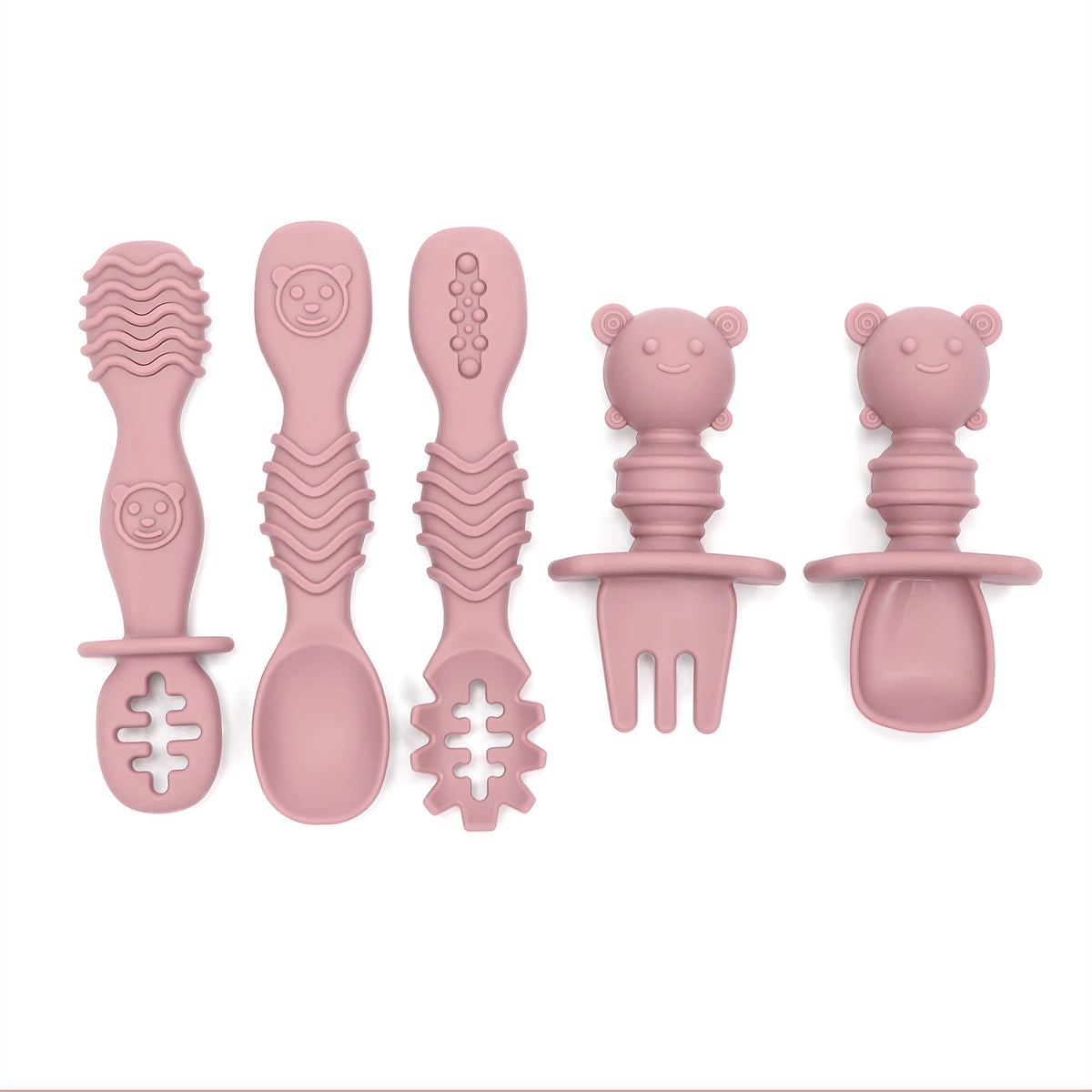 GABYSTEE™ 5-Piece Self-Feeding Silicone Spoon Set with Choking Guard – Baby Weaning