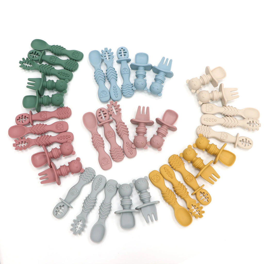 GABYSTEE™ 5-Piece Self-Feeding Silicone Spoon Set with Choking Guard – Baby Weaning