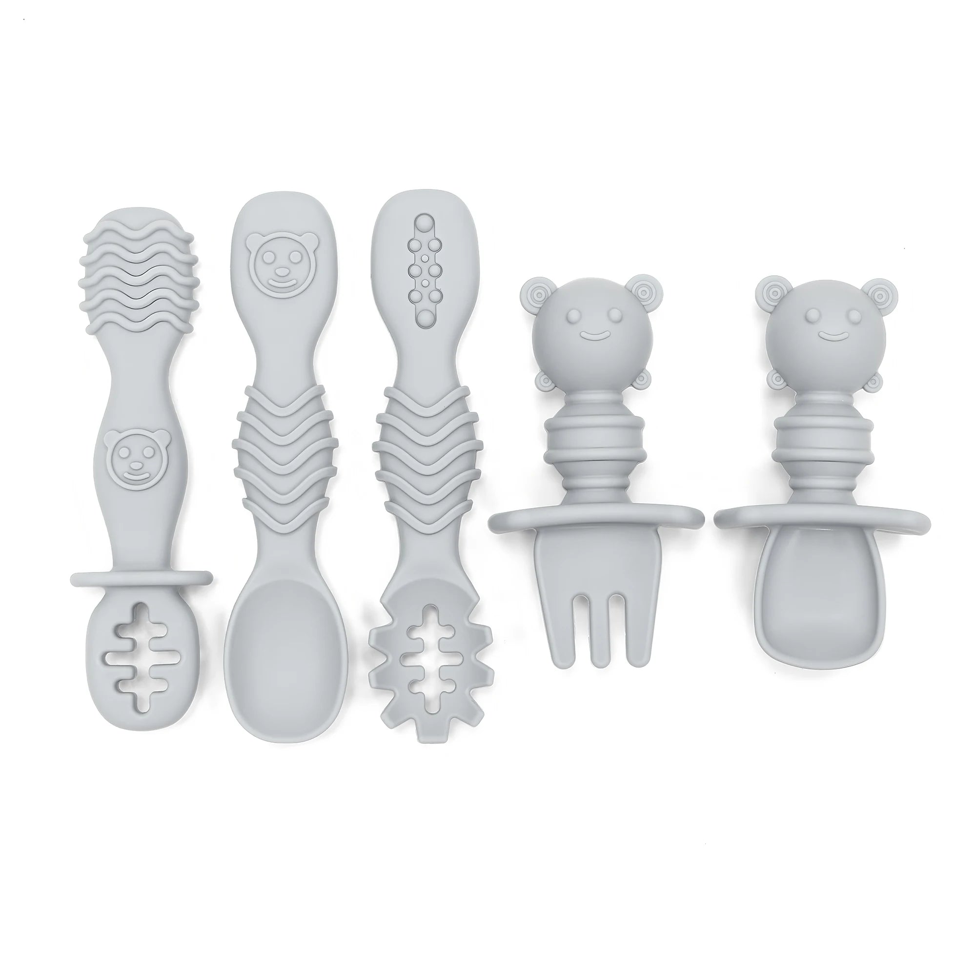GABYSTEE™ 5-Piece Self-Feeding Silicone Spoon Set with Choking Guard – Baby Weaning