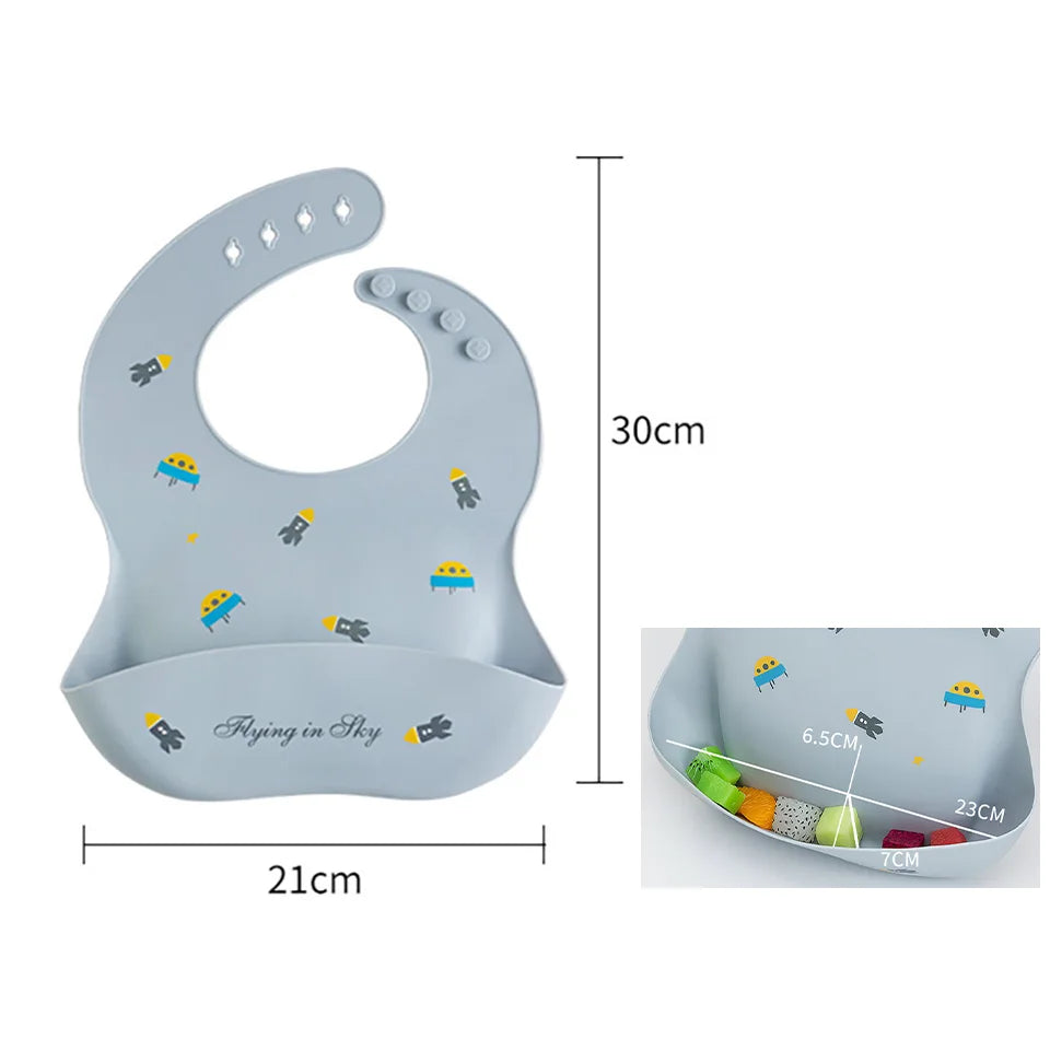 GABYSTEE™ Soft Silicone Baby Bib – Novelty Cartoon Prints, Waterproof & Adjustable