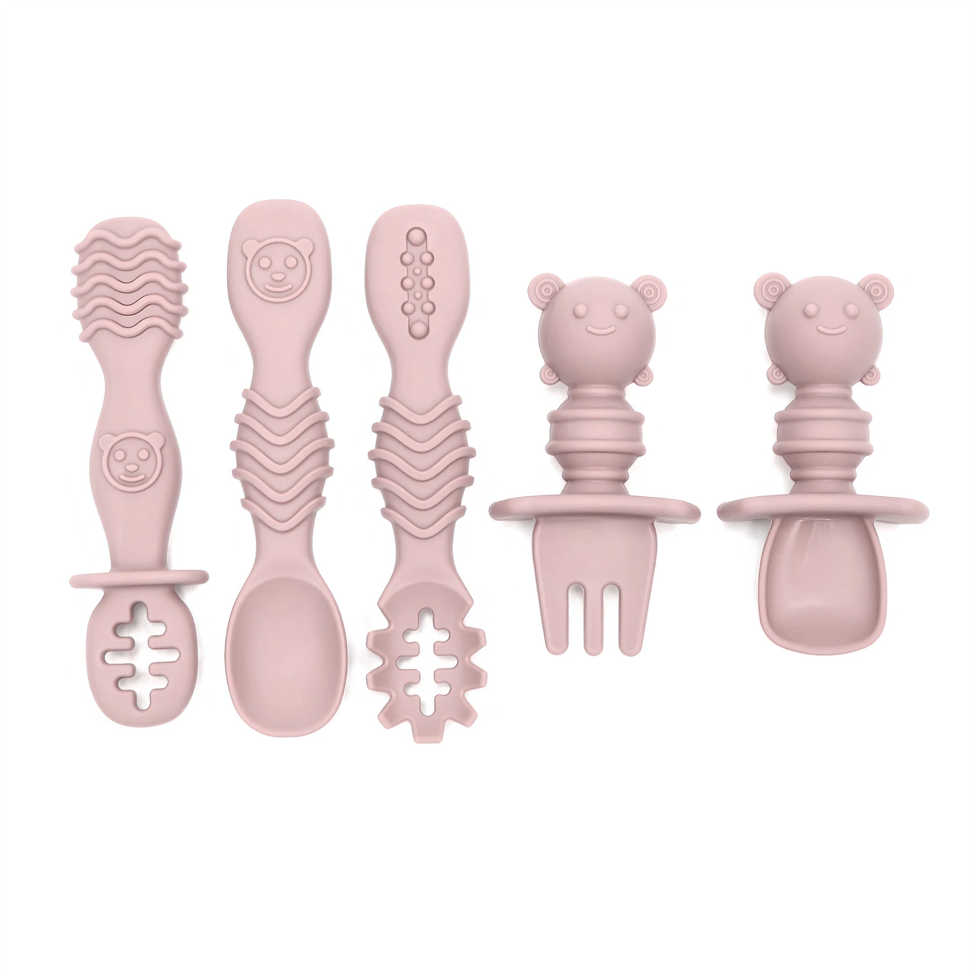 GABYSTEE™ 5-Piece Self-Feeding Silicone Spoon Set with Choking Guard – Baby Weaning