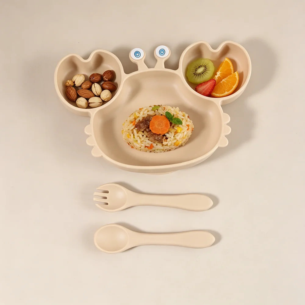 GABYSTEE™ Crab Silicone Divided Plate & Utensil Set