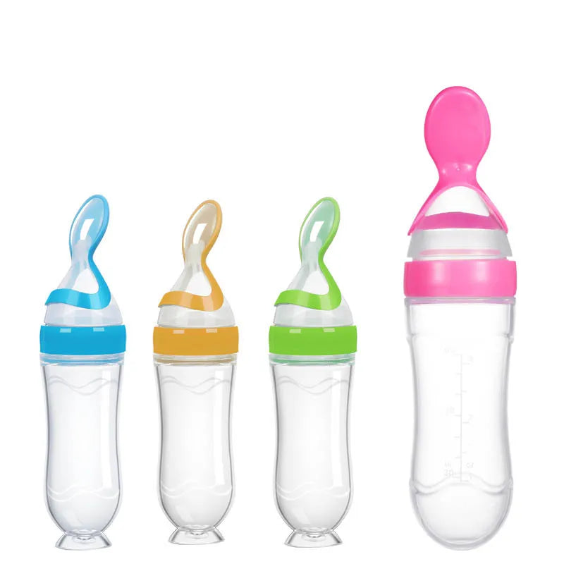 GABYSTEE™ Silicone Squeeze Feeding Bottle with Training Spoon