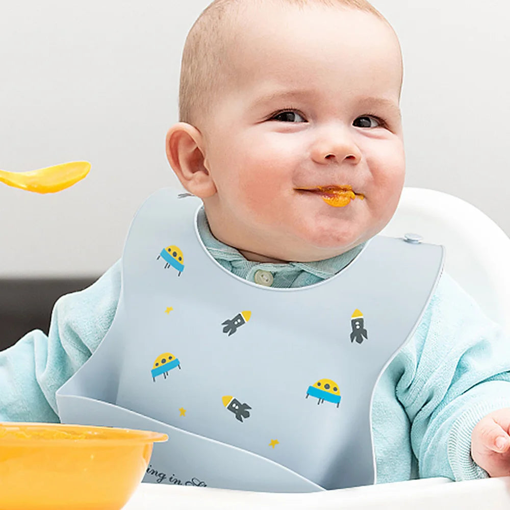 GABYSTEE™ Soft Silicone Baby Bib – Novelty Cartoon Prints, Waterproof & Adjustable